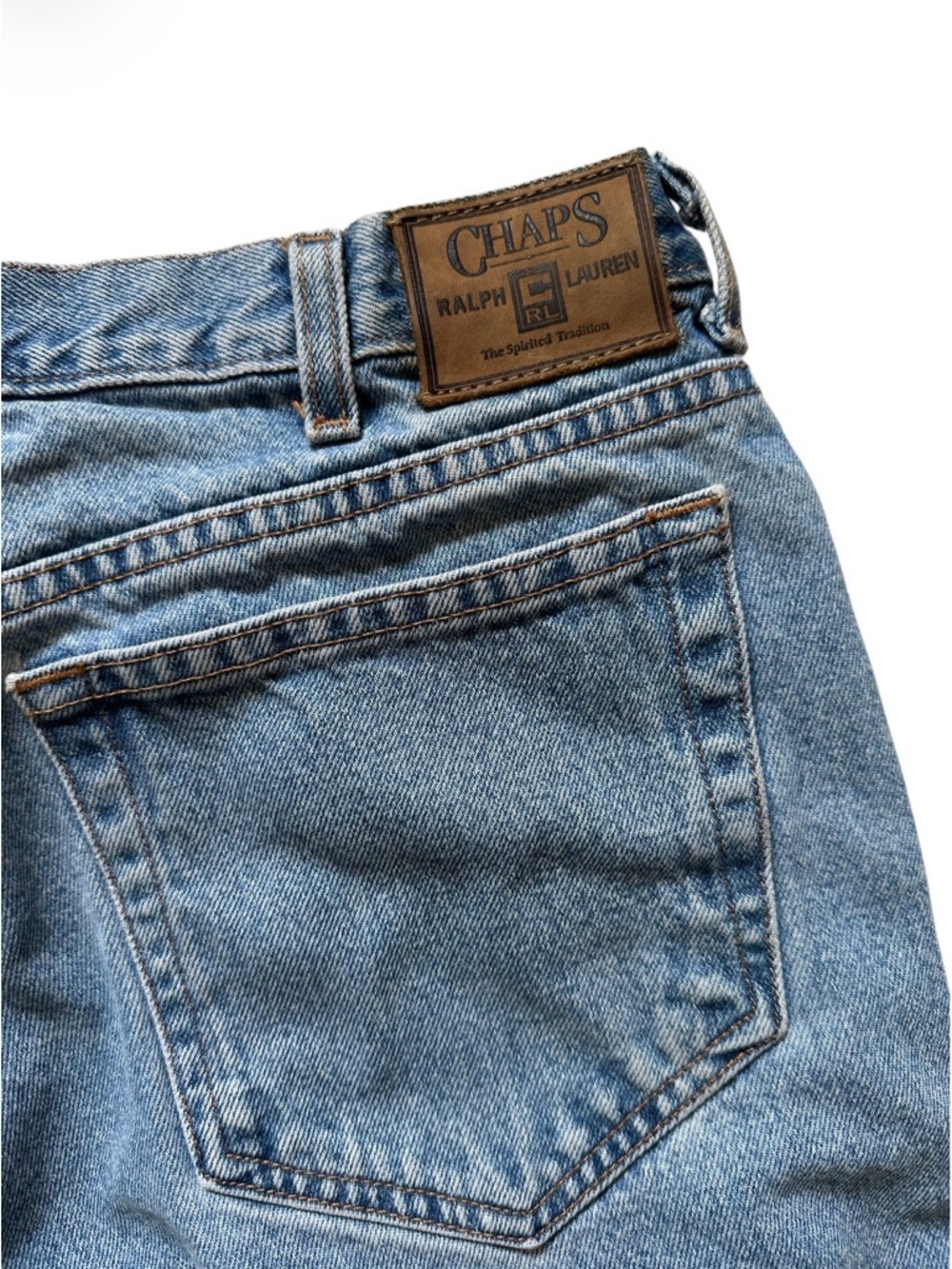 Vintage Chaps Ralph Lauren Men's Light Wash Blue Denim Jeans Waist 38 Modify Hem
